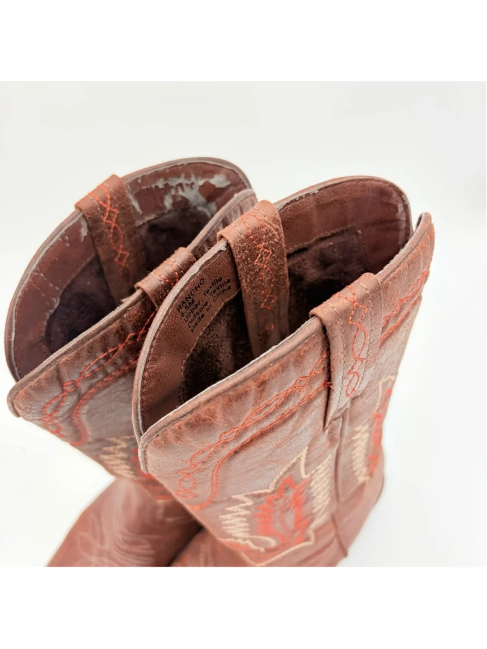 Coconuts Youth Western Cowboy Boots Brown Red Embroidered Pull On Size 5M